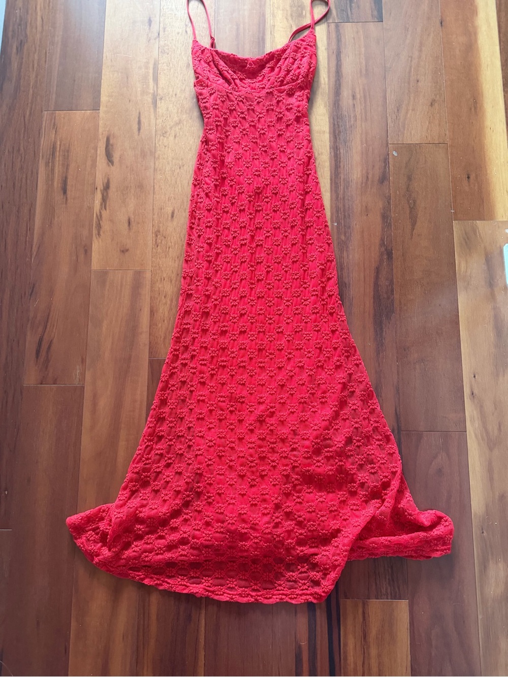 Bardot red lace maxi dress